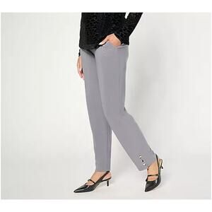 Dennis Basso Italia Knit Straight Leg Pants Womens Size XL Gray Office Business